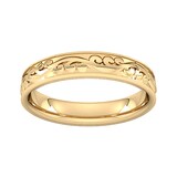 Goldsmiths 4mm Hand Engraved Wedding Ring In 18 Carat Yellow Gold - Ring Size Q