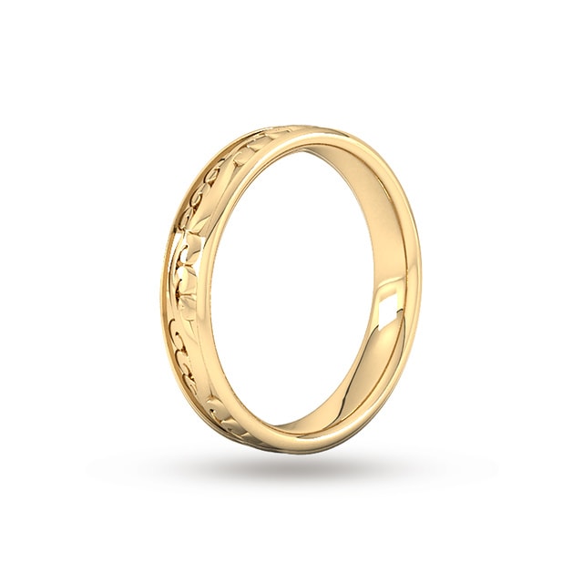 Goldsmiths 4mm Hand Engraved Wedding Ring In 18 Carat Yellow Gold G119 ...