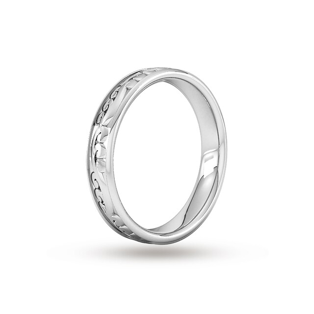 White gold clearance engraved ring