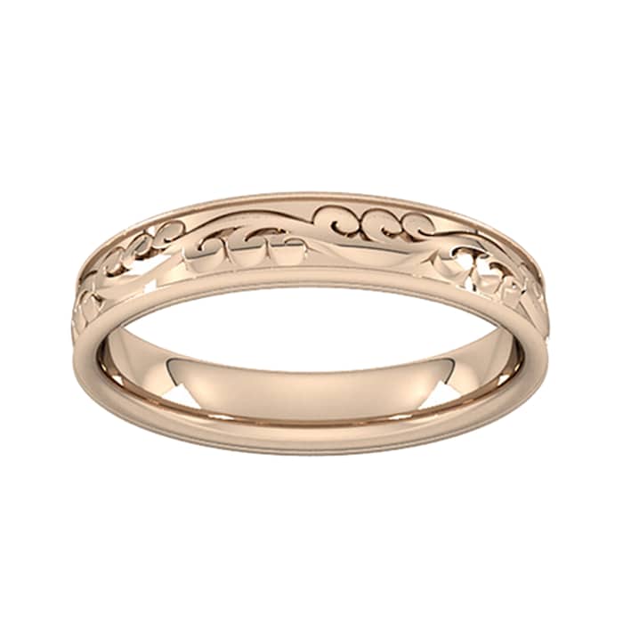 Goldsmiths 4mm Hand Engraved Wedding Ring In 9 Carat Rose Gold