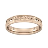 Goldsmiths 4mm Hand Engraved Wedding Ring In 9 Carat Rose Gold - Ring Size P