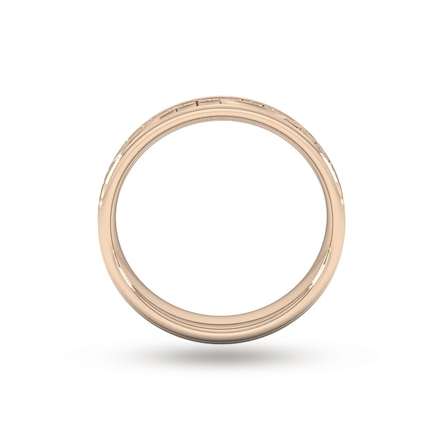 Goldsmiths 4mm Hand Engraved Wedding Ring In 18 Carat Rose Gold - Ring Size R