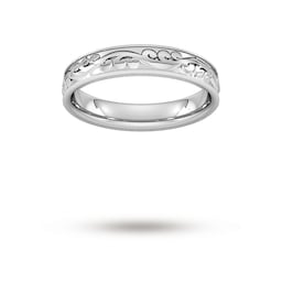 08305365 - 4mm Hand Engraved Wedding Ring In Platinum
