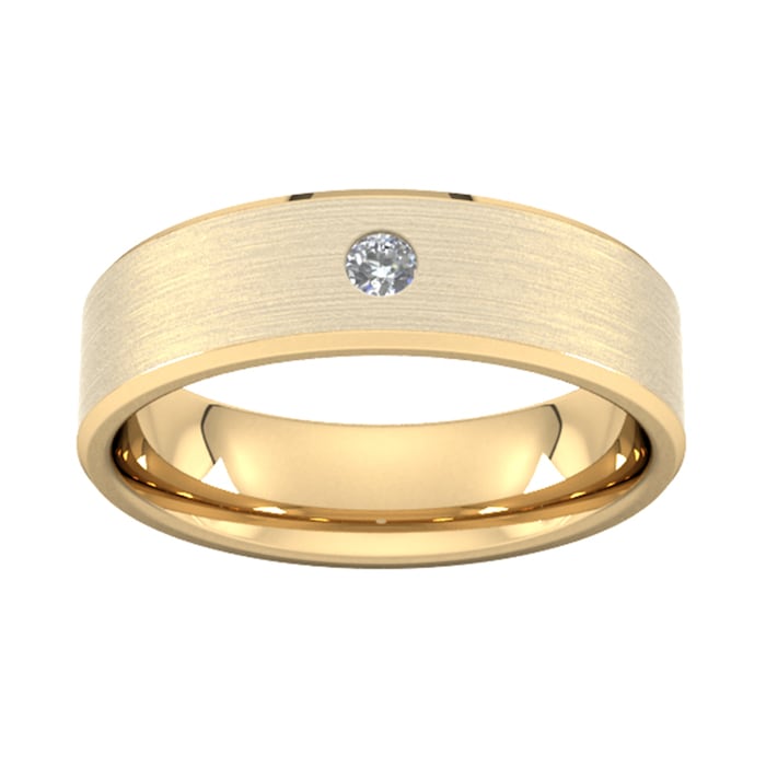 Goldsmiths 6mm Brilliant Cut Diamond Set Chamfered Edge Wedding Ring In 9 Carat Yellow Gold