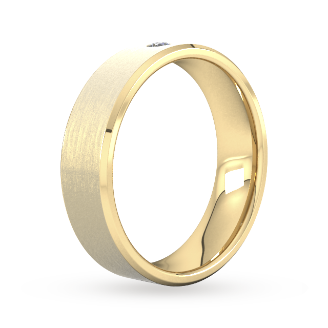 Goldsmiths 6mm Brilliant Cut Diamond Set Chamfered Edge Wedding Ring In 9 Carat Yellow Gold - Ring Size P