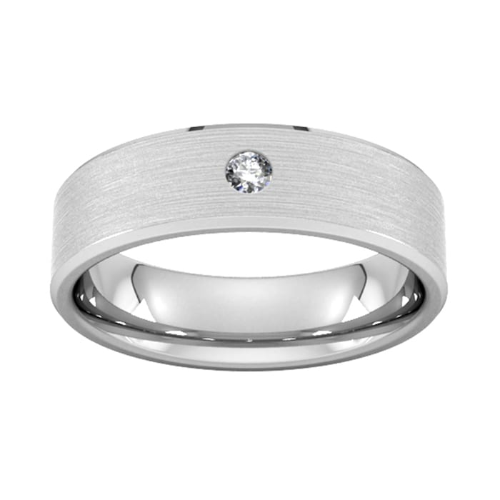 Goldsmiths 6mm Brilliant Cut Diamond Set Chamfered Edge Wedding Ring In 9 Carat White Gold - Ring Size P