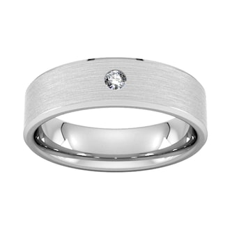 Goldsmiths 6mm Brilliant Cut Diamond Set Chamfered Edge Wedding Ring In 9 Carat White Gold