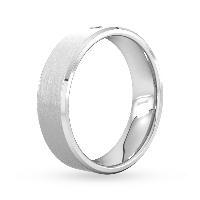 Goldsmiths 6mm Brilliant Cut Diamond Set Chamfered Edge Wedding Ring In 9 Carat White Gold - Ring Size P
