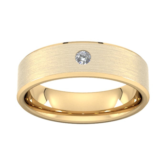 Goldsmiths 6mm Brilliant Cut Diamond Set Chamfered Edge Wedding Ring In 18 Carat Yellow Gold - Ring Size Q