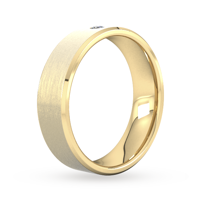 Goldsmiths 6mm Brilliant Cut Diamond Set Chamfered Edge Wedding Ring In 18 Carat Yellow Gold