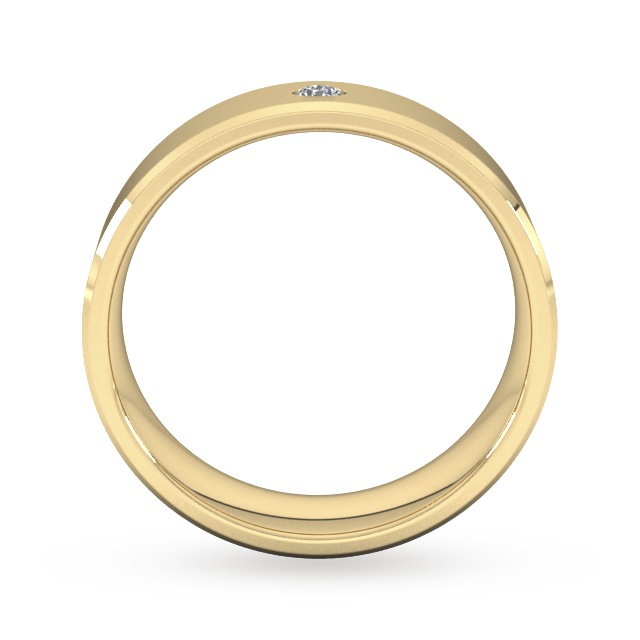 Goldsmiths 6mm Brilliant Cut Diamond Set Chamfered Edge Wedding Ring In 18 Carat Yellow Gold - Ring Size P
