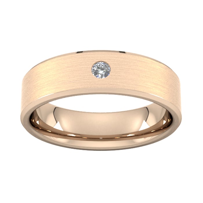 Goldsmiths 6mm Brilliant Cut Diamond Set Chamfered Edge Wedding Ring In 9 Carat Rose Gold