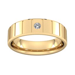 08305374 - 6mm Brilliant Cut Diamond Set With Vertical Lines Wedding Ring In 9 Carat Yellow Gold
