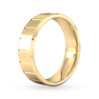 Goldsmiths 6mm Brilliant Cut Diamond Set With Vertical Lines Wedding Ring In 9 Carat Yellow Gold Goldsmiths 6mm Brilliant Cut Diamond Set With Vertical Lines Wedding Ring In 9 Carat Yellow Gold
