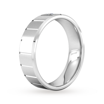 Goldsmiths 6mm Brilliant Cut Diamond Set With Vertical Lines Wedding Ring In 9 Carat White Gold
