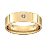 Goldsmiths 6mm Brilliant Cut Diamond Set With Vertical Lines Wedding Ring In 18 Carat Yellow Gold