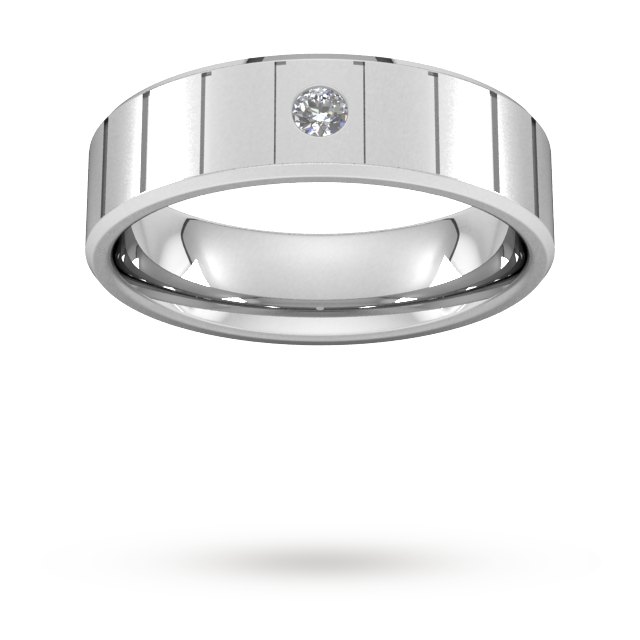 Goldsmiths 6mm Brilliant Cut Diamond Set With Vertical Lines Wedding Ring In Platinum - Ring Size P