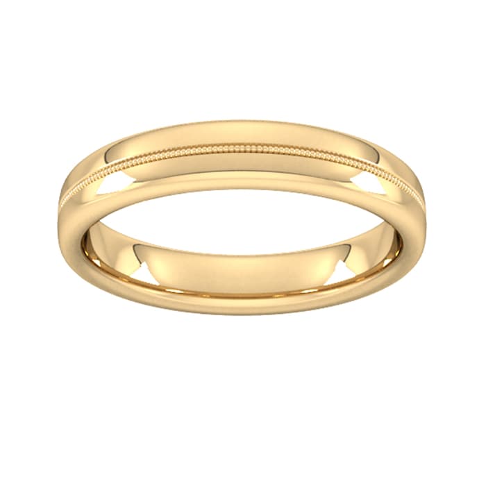 Goldsmiths 4mm Slight Court Extra Heavy Milgrain Centre Wedding Ring In 18 Carat Yellow Gold - Ring Size L