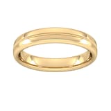 Goldsmiths 4mm Slight Court Extra Heavy Milgrain Centre Wedding Ring In 18 Carat Yellow Gold - Ring Size M
