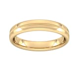 Goldsmiths 4mm Slight Court Extra Heavy Milgrain Centre Wedding Ring In 18 Carat Yellow Gold - Ring Size N