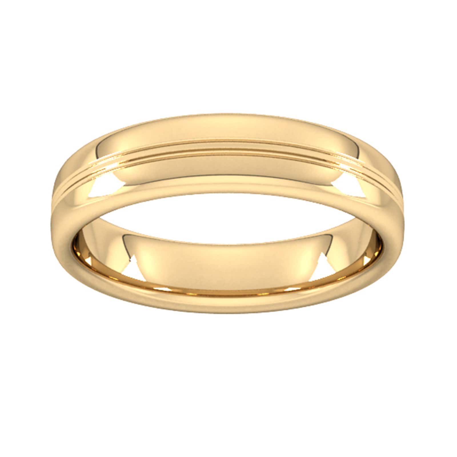5mm Slight Court Extra Heavy Grooved Polished Finish Wedding Ring In 9 Carat Yellow Gold - Ring Size N