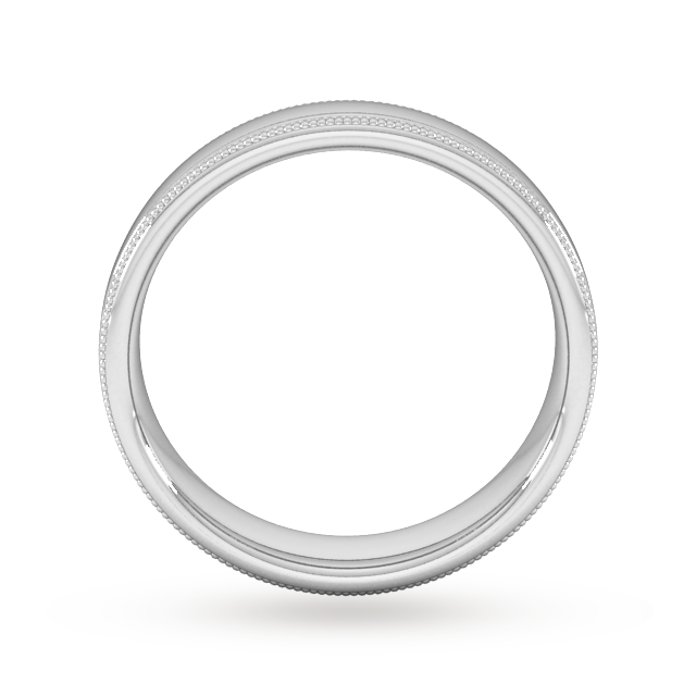 Goldsmiths 5mm Slight Court Extra Heavy Milgrain Edge Wedding Ring In 18 Carat White Gold - Ring Size M