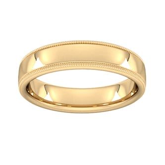 Goldsmiths 5mm Slight Court Extra Heavy Milgrain Edge Wedding Ring In 18 Carat Yellow Gold Goldsmiths 5mm Slight Court Extra Heavy Milgrain Edge Wedding Ring In 18 Carat Yellow Gold