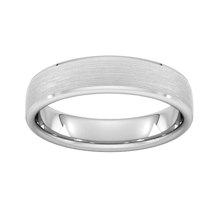Goldsmiths 5mm Slight Court Extra Heavy Polished Chamfered Edges With Matt Centre Wedding Ring In 950 Palladium - Ring Size N