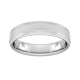 Goldsmiths 5mm Slight Court Extra Heavy Matt Centre With Grooves Wedding Ring In Platinum