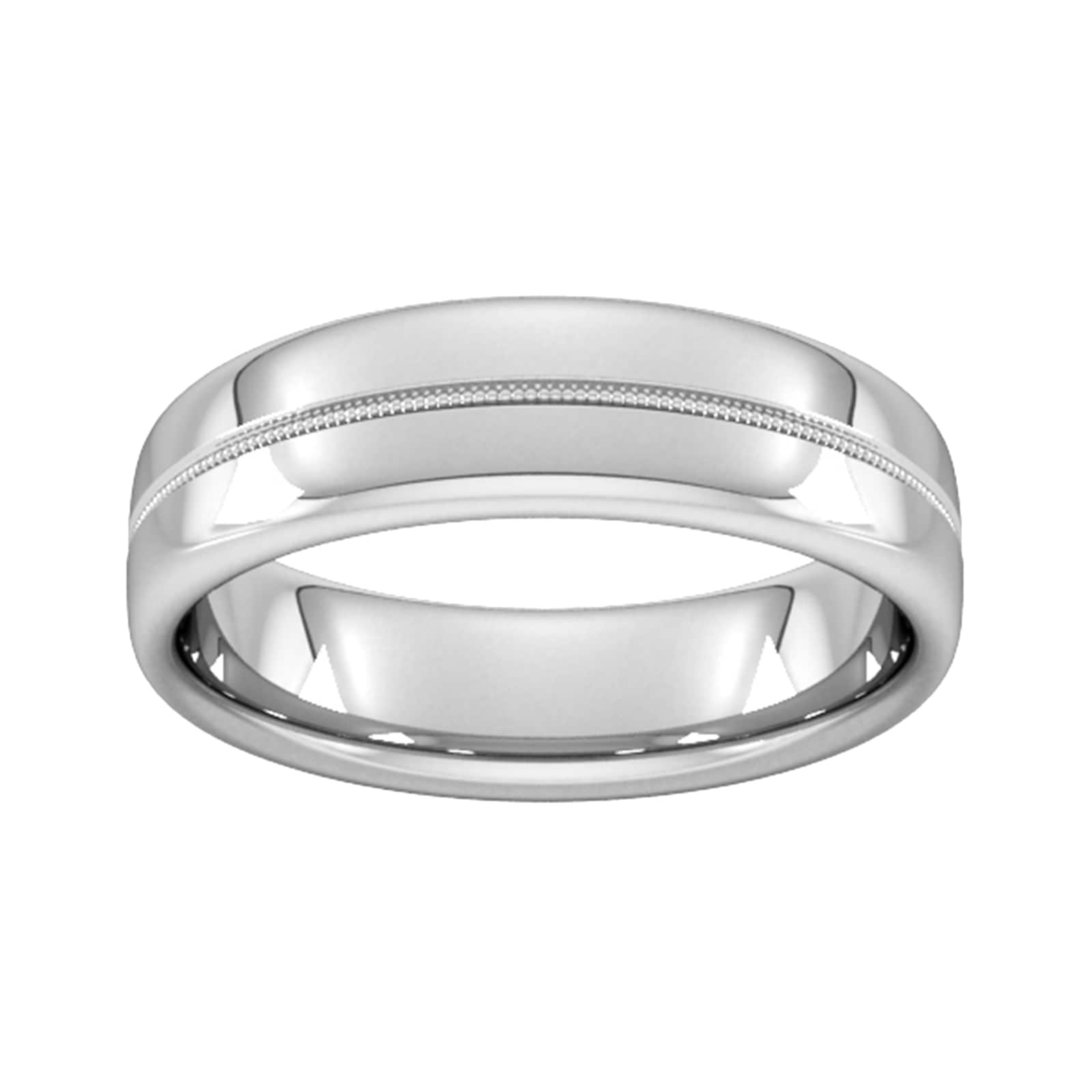 6mm Slight Court Extra Heavy Milgrain Centre Wedding Ring In 18 Carat White Gold - Ring Size Y