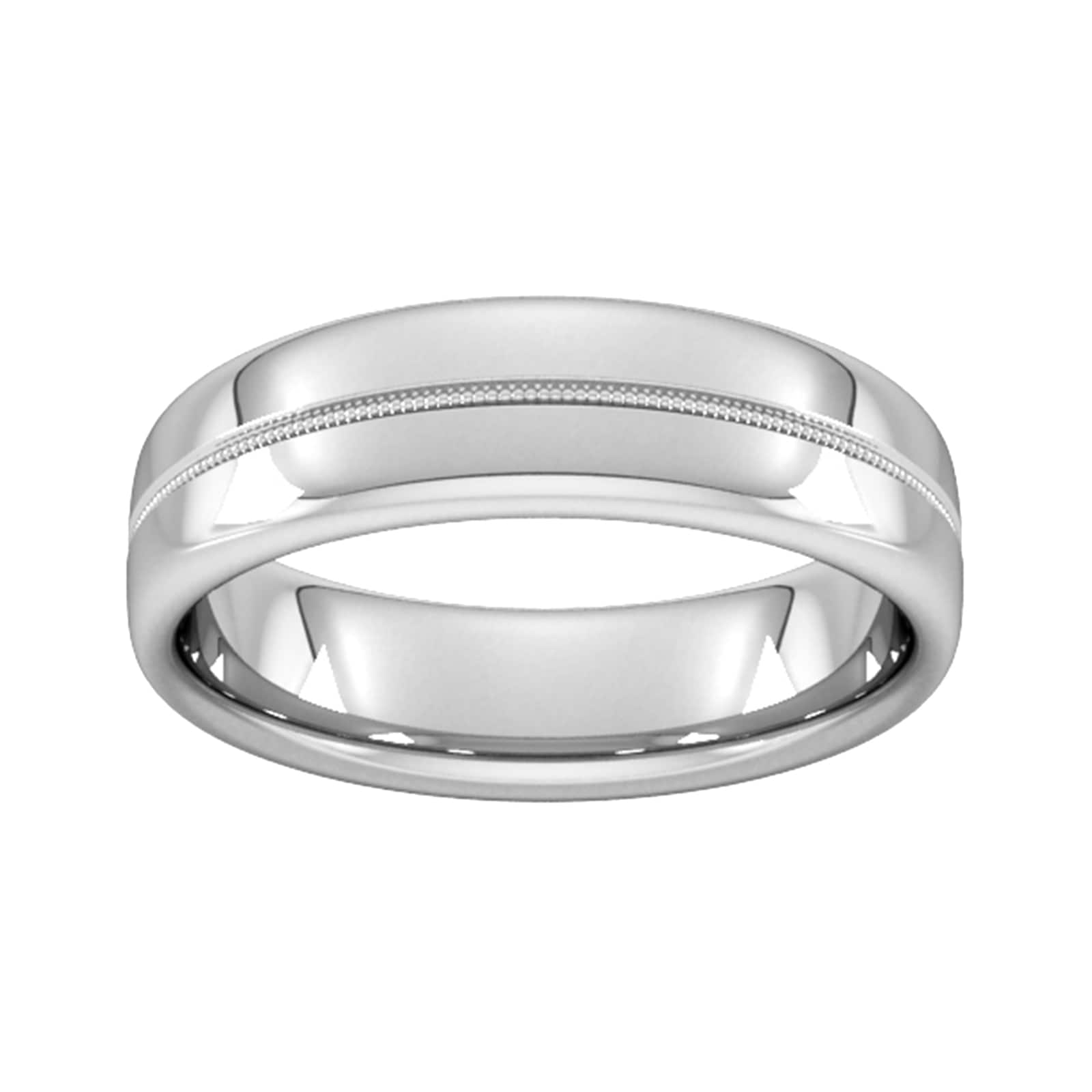 6mm Slight Court Extra Heavy Milgrain Centre Wedding Ring In 18 Carat White Gold - Ring Size I