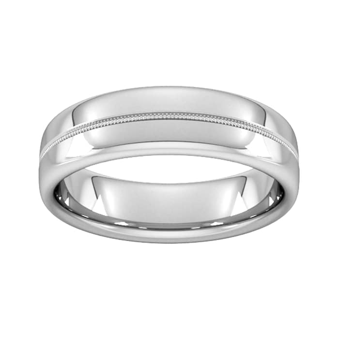 Goldsmiths 6mm Slight Court Extra Heavy Milgrain Centre Wedding Ring In Platinum - Ring Size S