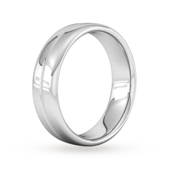 Goldsmiths 6mm Slight Court Extra Heavy Milgrain Centre Wedding Ring In Platinum
