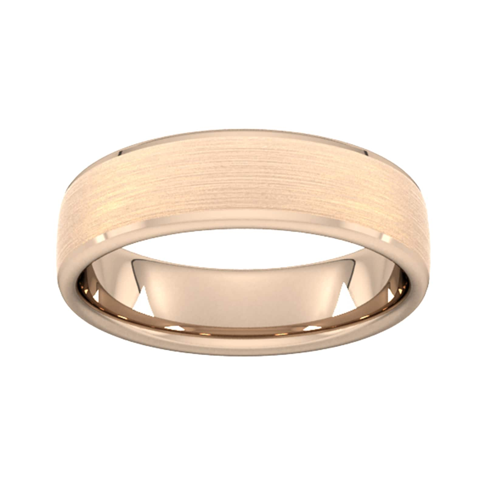 6mm Slight Court Extra Heavy Polished Chamfered Edges With Matt Centre Wedding Ring In 9 Carat Rose Gold - Ring Size O