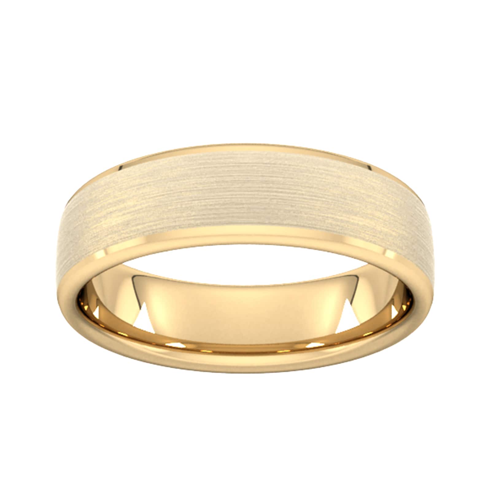 6mm Slight Court Extra Heavy Polished Chamfered Edges With Matt Centre Wedding Ring In 18 Carat Yellow Gold - Ring Size N