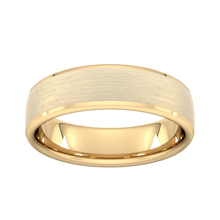 Goldsmiths 6mm Slight Court Extra Heavy Polished Chamfered Edges With Matt Centre Wedding Ring In 18 Carat Yellow Gold