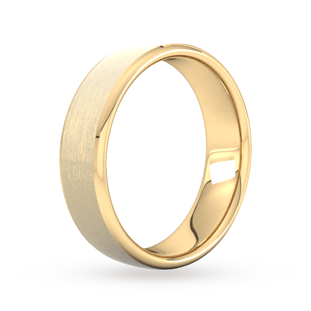 Goldsmiths 6mm Slight Court Extra Heavy Polished Chamfered Edges With Matt Centre Wedding Ring In 18 Carat Yellow Gold