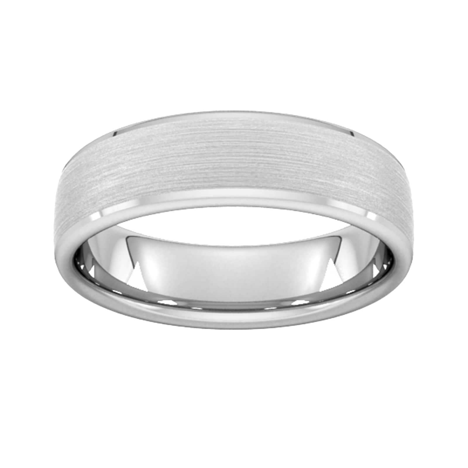 6mm Slight Court Extra Heavy Polished Chamfered Edges With Matt Centre Wedding Ring In Platinum - Ring Size R