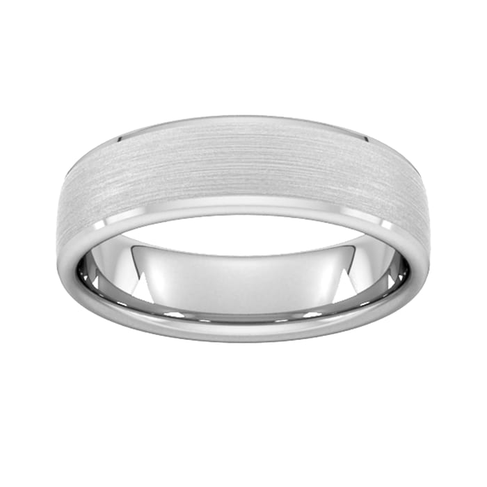 Goldsmiths 6mm Slight Court Extra Heavy Polished Chamfered Edges With Matt Centre Wedding Ring In Platinum - Ring Size R