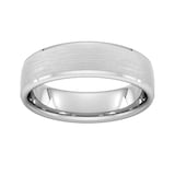 Goldsmiths 6mm Slight Court Extra Heavy Polished Chamfered Edges With Matt Centre Wedding Ring In Platinum - Ring Size Q