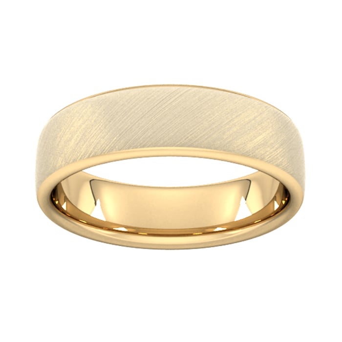 Goldsmiths 6mm Slight Court Extra Heavy Diagonal Matt Finish Wedding Ring In 9 Carat Yellow Gold