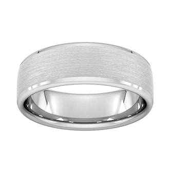 Goldsmiths 7mm Slight Court Extra Heavy Polished Chamfered Edges With Matt Centre Wedding Ring In 9 Carat White Gold