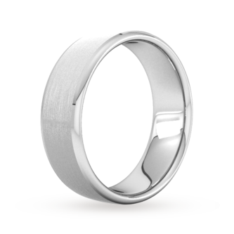 Goldsmiths 7mm Slight Court Extra Heavy Polished Chamfered Edges With Matt Centre Wedding Ring In 9 Carat White Gold