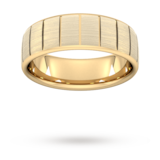 Goldsmiths 7mm Slight Court Extra Heavy Vertical Lines Wedding Ring In 18 Carat Yellow Gold