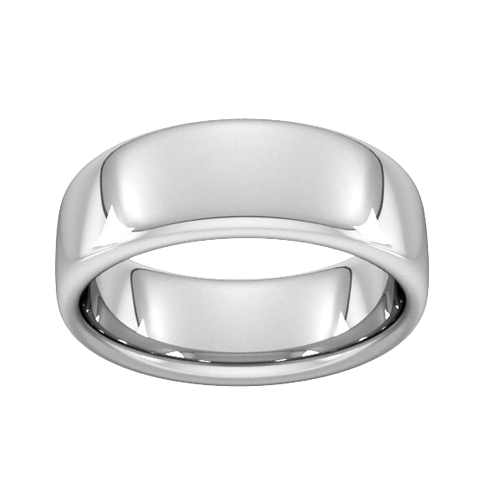 8mm Slight Court Extra Heavy Wedding Ring In 9 Carat White Gold - Ring Size K