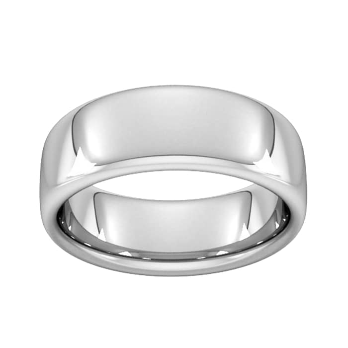 Goldsmiths 8mm Slight Court Extra Heavy Wedding Ring In 9 Carat White Gold - Ring Size P
