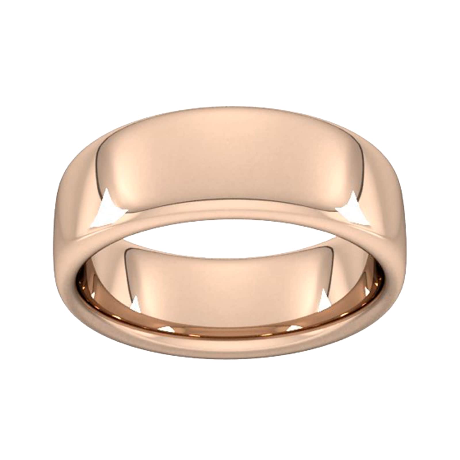 8mm Slight Court Extra Heavy Wedding Ring In 18 Carat Rose Gold - Ring Size L