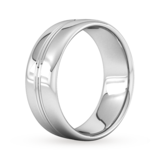 Goldsmiths 8mm Slight Court Extra Heavy Grooved Polished Finish Wedding Ring In 950 Palladium - Ring Size S