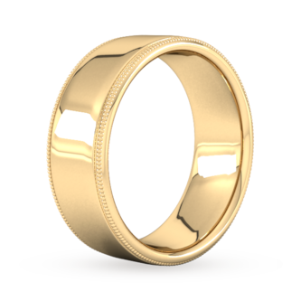 Goldsmiths 8mm Slight Court Extra Heavy Milgrain Edge Wedding Ring In 9 Carat Yellow Gold