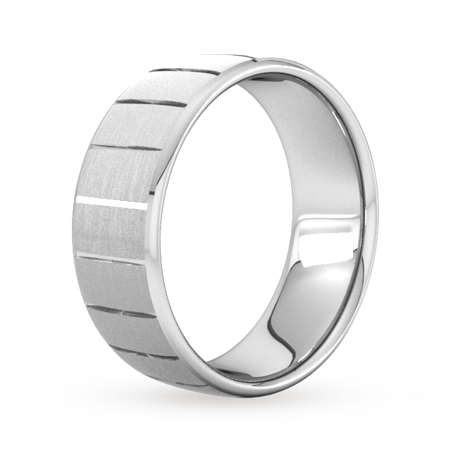 Goldsmiths 8mm Slight Court Extra Heavy Vertical Lines Wedding Ring In 9 Carat White Gold - Ring Size X